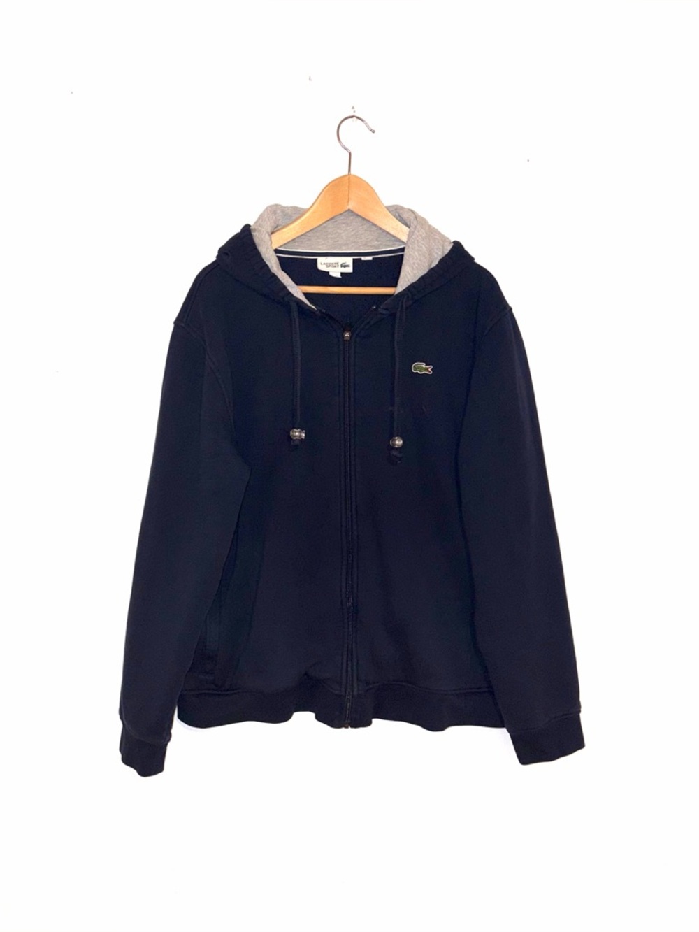 Lacoste Black Hoodie with Grey Hood Lining
